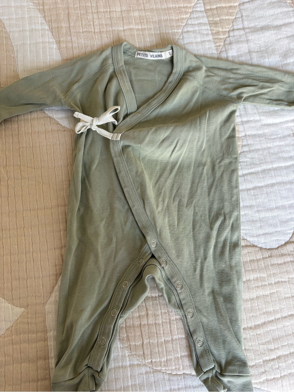 Petits Vilains Sage Green Wrap One-Piece